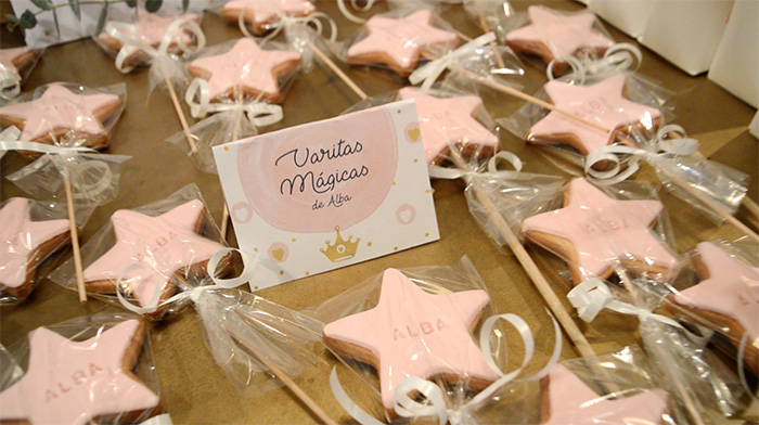 cumple uno regalos galletas nombre nina estrella rosa