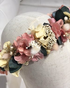 Corona flor preservada coral - Imagen 2