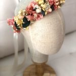 Corona flor preservada coral