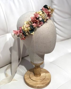 Corona flor preservada coral - Imagen 3