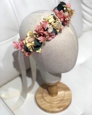 Corona flor preservada coral - Imagen 4