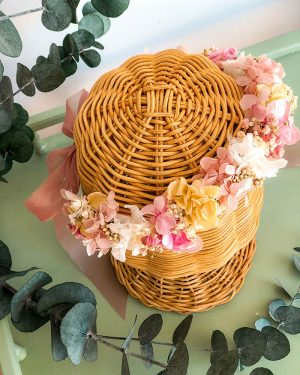 Corona flor preservada rosa - Imagen 5