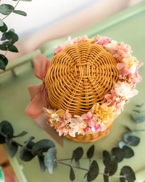 Corona flor preservada rosa - Imagen 2