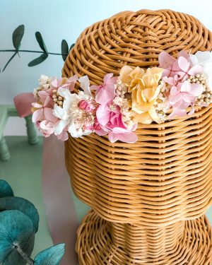 Corona flor preservada rosa - Imagen 3