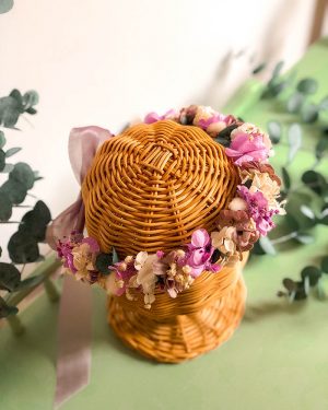 Corona flor preservada lila - Imagen 5